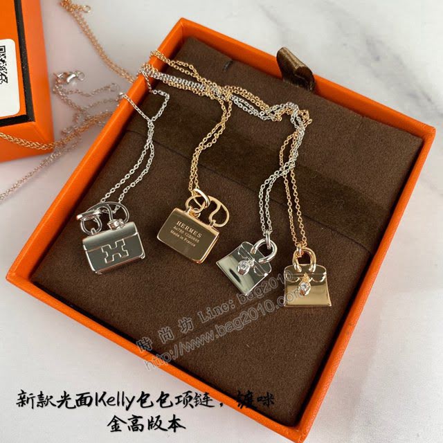 Hermes首飾品 新款925鍍咪金凱莉包包項鏈 Hermes原版Kelly項鏈  zgh1504